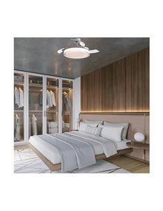 Ventilador LED aspas retráctiles ANETO Niquel 72W 7920Lm CCT 2