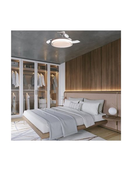 Ventilateur LED à pales rétractables ANETO Nickel 72W 7920Lm CCT