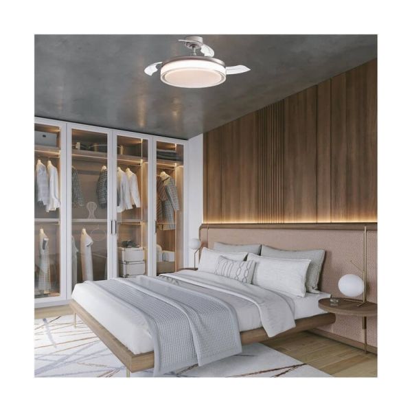 Ventilador LED com pás retráteis ANETO Níquel 72W 7920Lm CCT