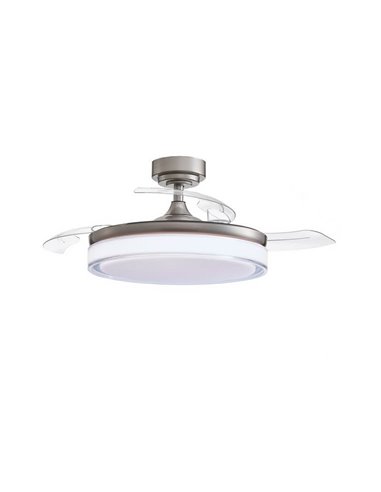 Ventilador LED aspas retráctiles ANETO Niquel 72W 7920Lm CCT