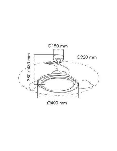 Ventilador de Teto ANTILA MINI RGB LED Branco 45W 4500Lm CCT Dim