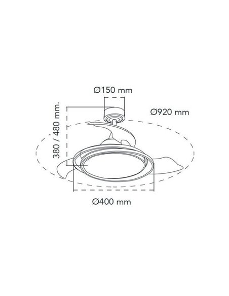 Ventilateur LED ANTILA MINI RGB Noir 45W 4500Lm CCT Dim