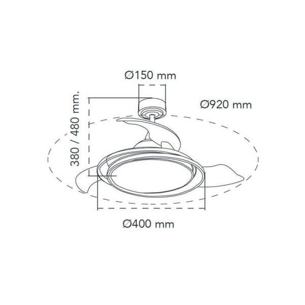 Ventilador LED ANTILA MINI RGB Negro 45W 4500Lm CCT Dim