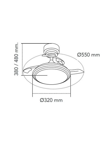 Ventilador ANTILA Mini XS RGB LED Branco 40W 3500Lm CCT Dim