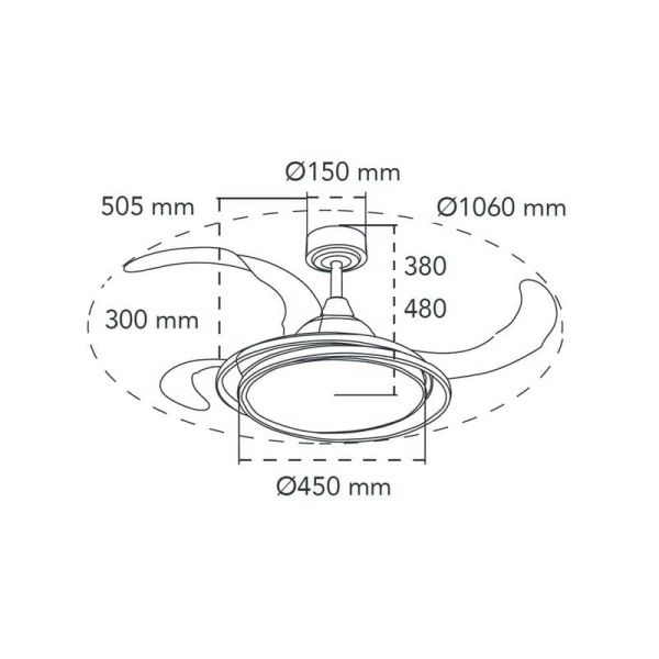 Ventilateur de Plafond LED Noir ANTILA RGB 65W 6500Lm CCT Dim