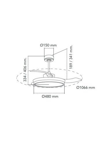 Ventilateur DC ARECA nickel LED 45W 3500Lm CCT