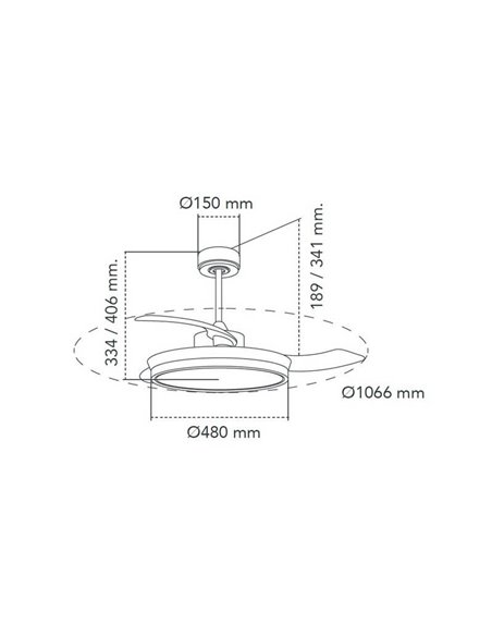 Ventilador DC ARECA níquel LED 45W 3500Lm CCT