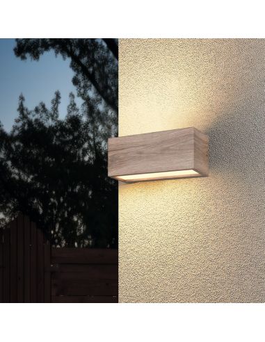 Aplique exterior efeito madeira ↔25cm MAYENNE IP44 | LeonLeds