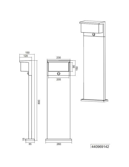 Sensor de movimento LED para poste externo ↕80cm NESTOS 13W 1300lm 3000K IP54 | LeonLeds