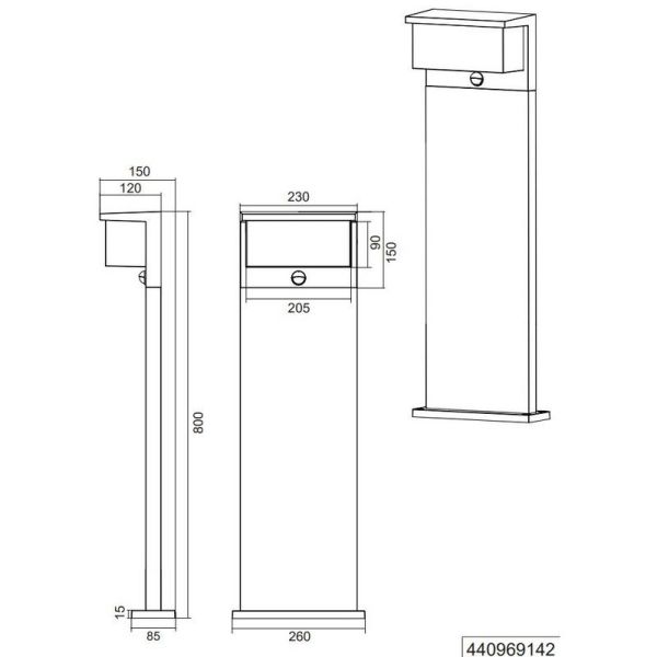 Poste para Exterior LED Sensor de Movimiento ↕80cm NESTOS 13W 1300lm 3000K IP54 | LeonLeds