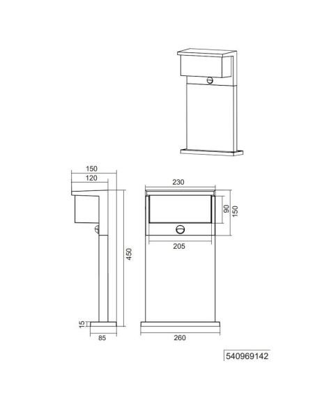 Farol externo LED com sensor de movimento ↕45cm NESTOS 13W 1300lm 3000K IP54 | LeonLeds