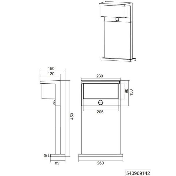 Baliza Exterior LED con Sensor de Movimiento ↕45cm NESTOS 13W 1300lm 3000K IP54 | LeonLeds