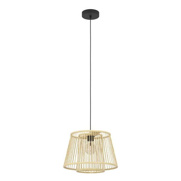 Plafonnier suspension en bois HYKEHAM Ø 38cm H:110cm