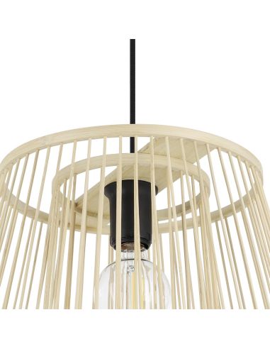 Lámpara de techo colgante de madera HYKEHAM  Ø 38cm H:110cm