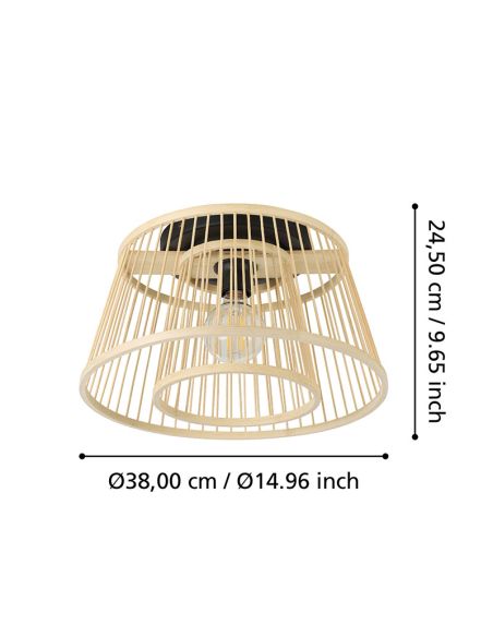Lámpara de techo de madera HYKEHAM Ø 38cm E27
