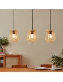 Plafonnier suspension en bois HYKEHAM 3xE27 Ø 38cm ambiance
