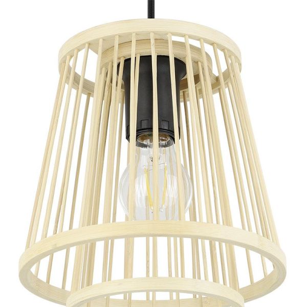 Candeeiro suspenso de madeira HYKEHAM 3xE27 Ø 38cm detalhe