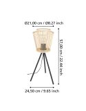 Lampe de table en bois HYKEHAM avec pieds en acier noir mesures E27 Ø 38cm