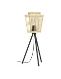 Lampe de table en bois HYKEHAM pieds en acier noir E27 Ø 38cm