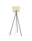 Lámpara de pie de madera HYKEHAM con patas de acero negro E27 Ø 38cm