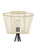 Lámpara de pie de madera HYKEHAM con patas de acero negro E27 Ø 38cm ambiente
