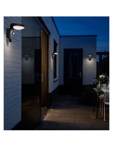 Aplique de parede LED para exterior TYLA com sensor de movimento e crepúsculo 2700K | LeonLeds