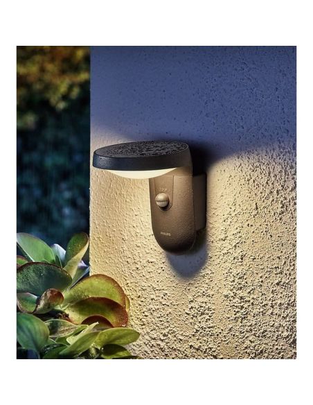 Aplique de parede LED para exterior TYLA com sensor de movimento e crepúsculo 2700K | LeonLeds