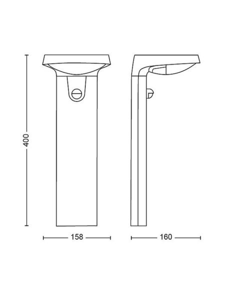 Balise LED extérieure moderne TYLA Capteur de mouvement et de crépuscule 2700K | LéonLeds