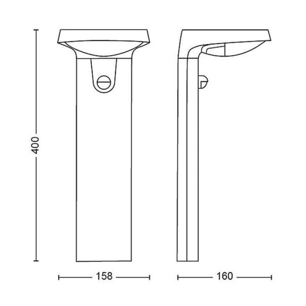Balise LED extérieure moderne TYLA Capteur de mouvement et de crépuscule 2700K | LéonLeds