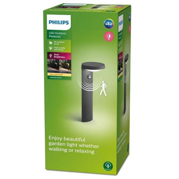 Baliza LED Exterior Moderna TYLA Sensor de Movimiento y Crepuscular 2700K | LeonLeds