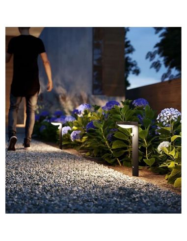 Baliza LED Exterior Moderna TYLA Sensor de Movimiento y Crepuscular 2700K | LeonLeds