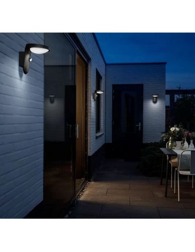 Aplique de parede LED para exterior TYLA com sensor de movimento e crepúsculo 4000K | LeonLeds