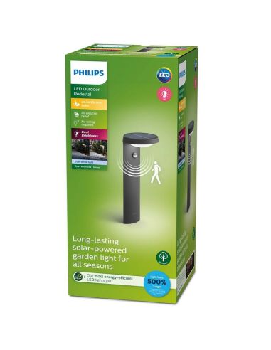 Baliza Exterior LED Solar TYLA Sensor de Movimiento Luz Neutra 4000K Ultra Efficient Solar Philips