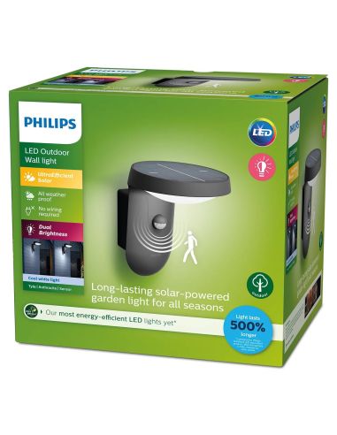 Aplique de Pared Solar LED TYLA con Sensor de Movimiento 4000K Ultra Efficient Solar | LeonLeds