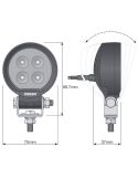 Medições Potente mini luz de trabalho redonda LED 12V 24V 1.450Lm e 12W ECE R10 e ECE R148 VX80-WD Osram | LeonLeds