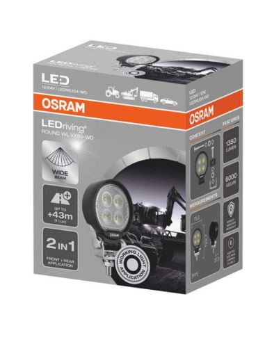 Potente Faro de trabajo redondo LED mini 12V 24V 1.450Lm y 12W ECE R10 y ECE R148 VX80-WD Osram | LeonLeds