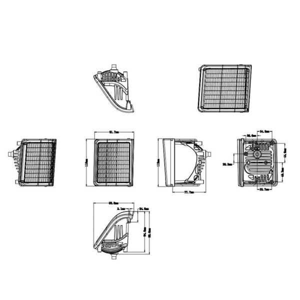 Projecteurs de travail rectangulaires LA4012 encastrables LED 40W 3 400Lm 9V 36V pour tracteurs John Deere mesures | LéonLeds