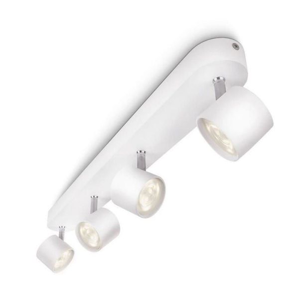 Bande de Plafond 4 Spots LED Orientables STAR 4x22W Lumière Chaude 2700K 2000lm IP20 | LéonLeds