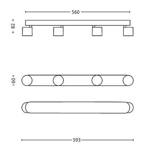 Regleta de Techo 4 Focos LED Orientables STAR 4x22W Luz Cálida 2700K 2000lm IP20 | LeonLeds