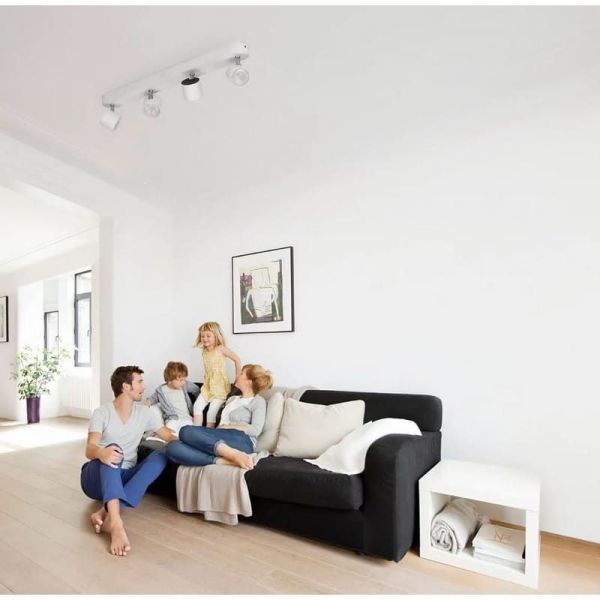 Bande de Plafond 4 Spots LED Orientables STAR 4x22W Lumière Chaude 2700K 2000lm IP20 | LéonLeds