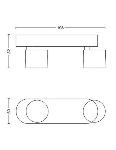 Faixa de Teto LED 2 Focos STAR 2x4.5W Luz Quente Regulável 2700K 1000lm IP20 | LeonLeds
