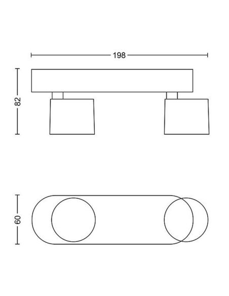 Regleta de Techo LED 2 Focos STAR 2x4.5W Regulable Luz Cálida 2700K 1000lm IP20 | LeonLeds