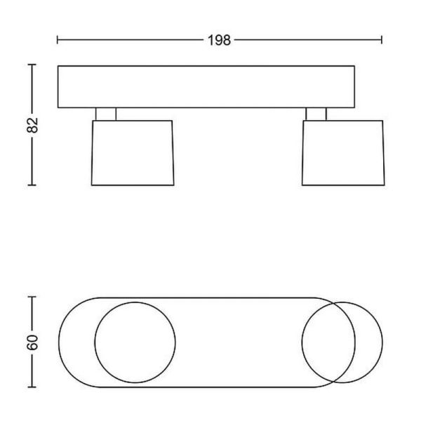 Regleta de Techo LED 2 Focos STAR 2x4.5W Regulable Luz Cálida 2700K 1000lm IP20 | LeonLeds