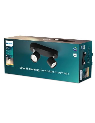 Regleta de Techo LED 2 Focos STAR 2x4.5W Regulable Luz Cálida 2700K 1000lm IP20 | LeonLeds