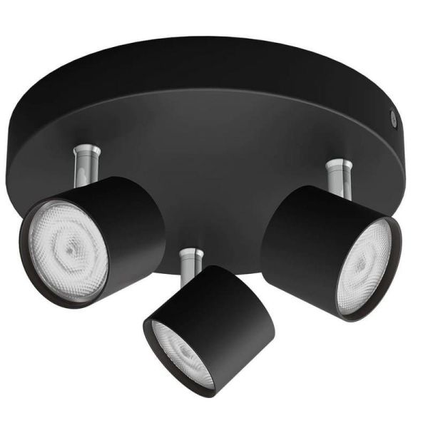 Regleta Redonda de 3 Focos de Techo Orientables STAR 3x4.5W Regulables Luz Cálida 2700K IP20 | LeonLeds