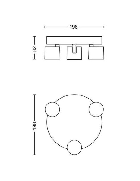 Bande ronde avec 3 spots de plafond STAR orientables 3x4,5W, lumière chaude à intensité variable 2700K IP20 | LéonLeds