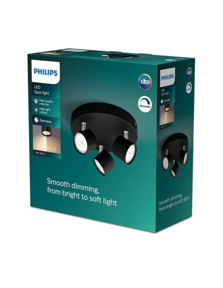 Bande ronde avec 3 spots de plafond STAR orientables 3x4,5W, lumière chaude à intensité variable 2700K IP20 | LéonLeds