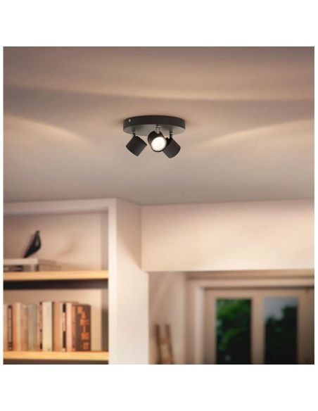 Faixa Redonda com 3 Focos de Teto Ajustáveis STAR 3x4,5W Luz Quente Regulável 2700K IP20 | LeonLeds