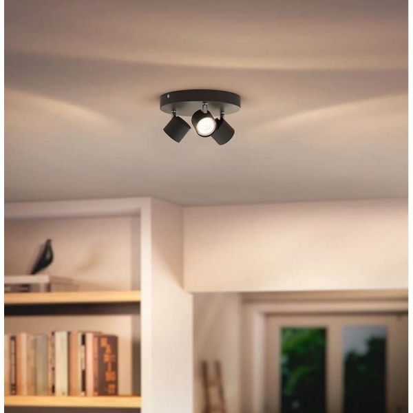Regleta Redonda de 3 Focos de Techo Orientables STAR 3x4.5W Regulables Luz Cálida 2700K IP20 | LeonLeds