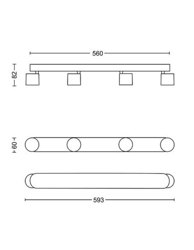 Faixa Linear com 4 Focos Ajustáveis STAR 4x4,5W Luz Quente 2700K 2000lm IP20 | LeonLeds